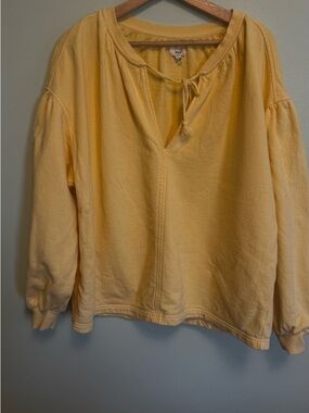 aerie Pale Yellow Tie-Neck Pullover Sweatshirt